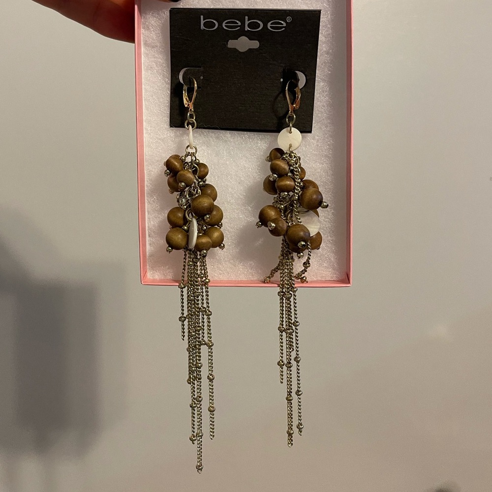 Bebe wooden bead drop earrings